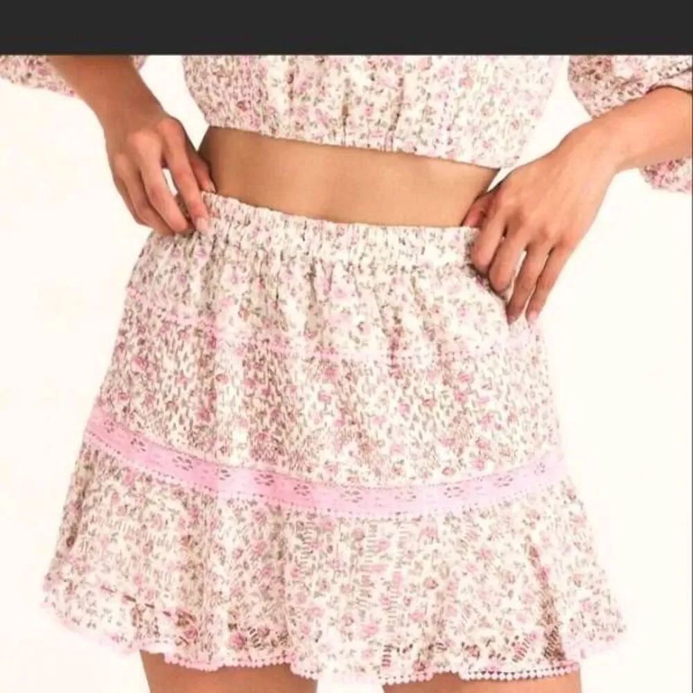 LoveShackFancy Diamond Skirt in Petunia Pink Sz P